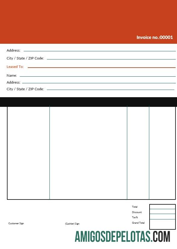 para download Modelo editável de fatura de arrendamento comercial